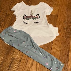 3T unicorn set with high low shirt